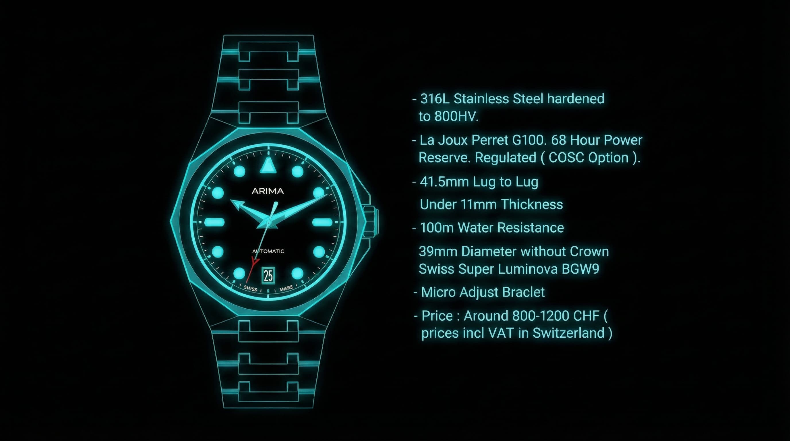 Arima Watch Specifications